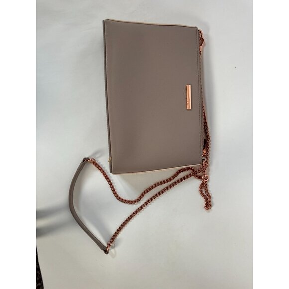 Ted Baker Women's Gray Crossbody Bag W/ Rose Gold Chain & Animal Print Lining - Picture 12 of 16